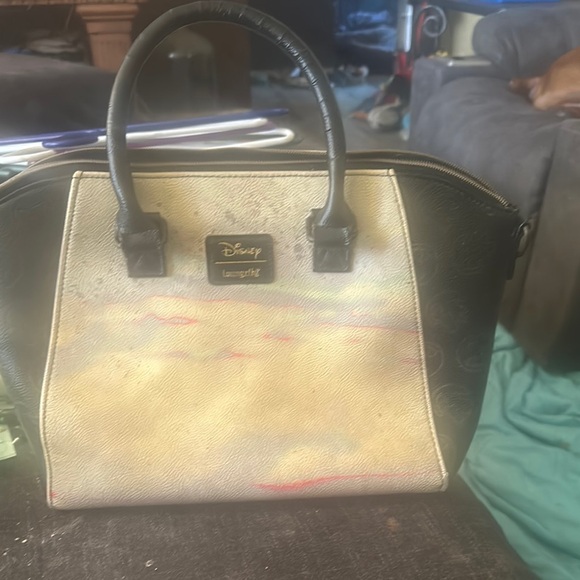 Loungefly Black and Cream Satchel with Elegant Design